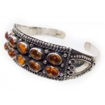 Tibetan Amber Sterling Silver Bracelet